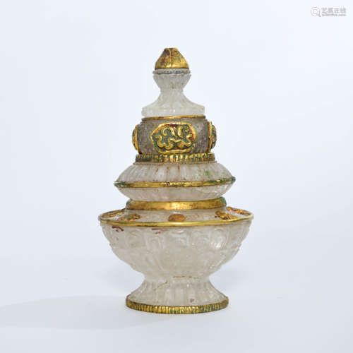 A  Crystal Stupa with Gilt-inlaid Buckle