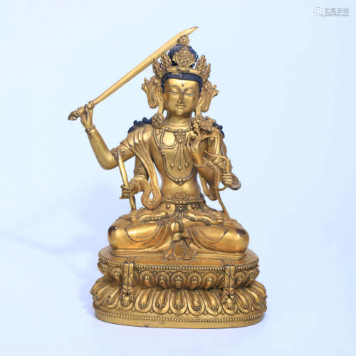 A Gilt-bronze Statue of Manjusri Bodhisattva
