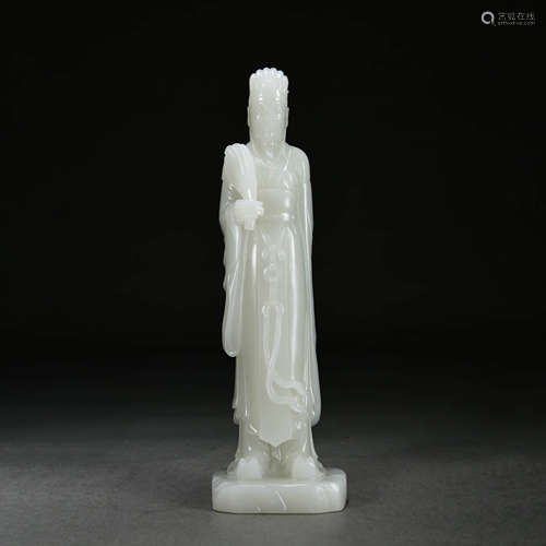 A White Jade Statue of Zhuge Kongming