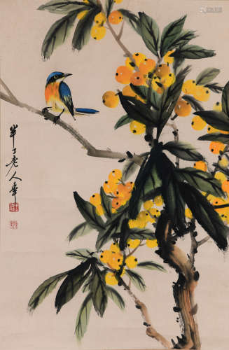 A Chinese Flowers&Birds Painting Paper Scroll, Chen Banding ...
