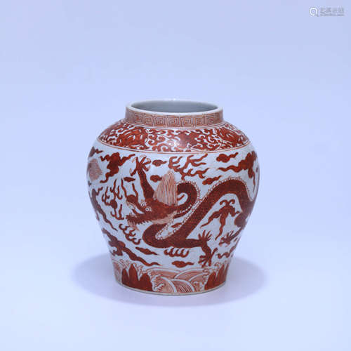 A Iron Red Dragon Pattern Porcelain Jar