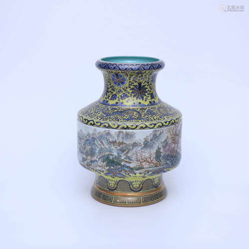 An Enamel-colored Inscribed Porcelain Vase