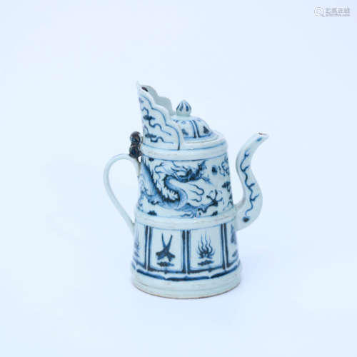 A Blue and White Eight-treasure & Dragon Pattern Porcelain M...