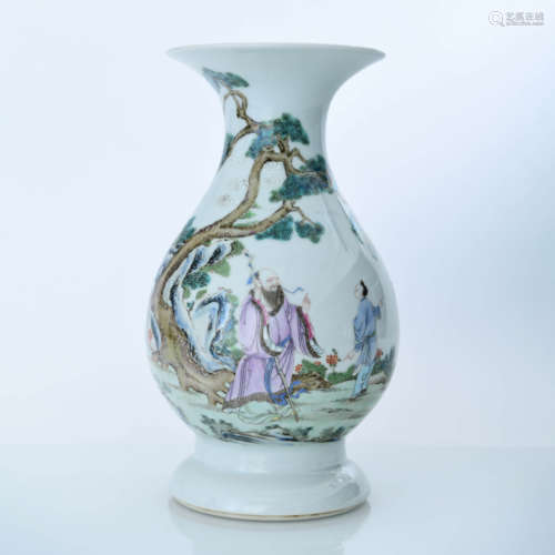 A Wucai Figures Porcelain Zun