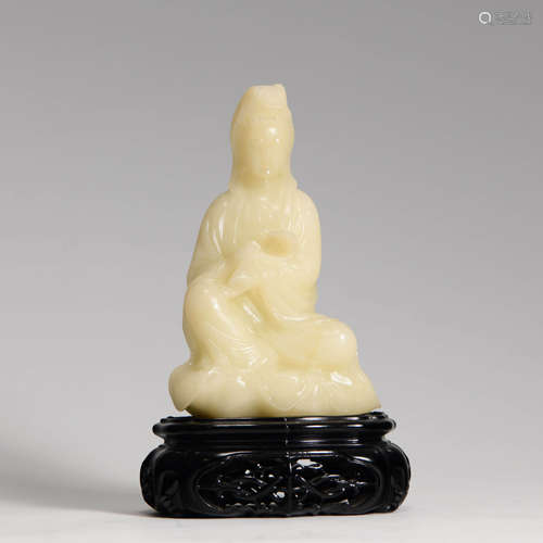 A Shoushan Stone Statue of Guanyin