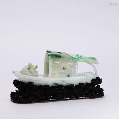 A Boat Cruise Carved Jade Ornament