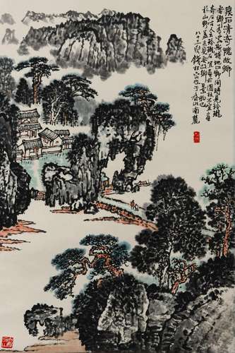 A Chinese Spring&Stone Painting Scroll, Qian Songyan Mark