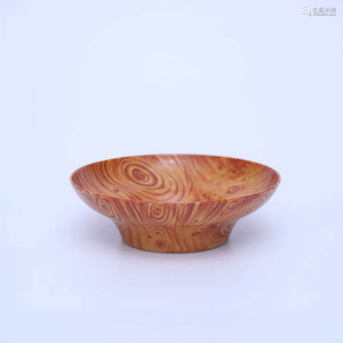 A Wood Grain Glazed Porcelain Saucer
