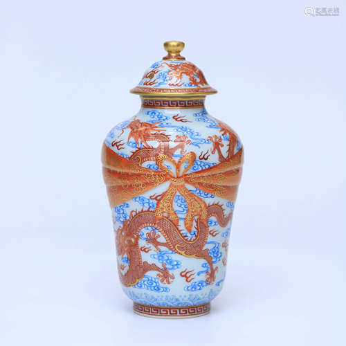 A Blue and White Iron Red Gilt-inlaid Dragon&Cloud Pattern P...