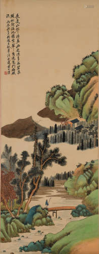 A Chinese Landscape&Figure Painting Scroll, Huang Shanshou M...