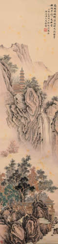 A Chinese Landscape Painting Scroll, Ma Tai Mark