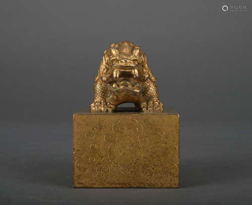 A gilt-bronze 'beast'  seal