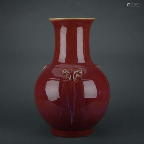 A flambe glazed vase