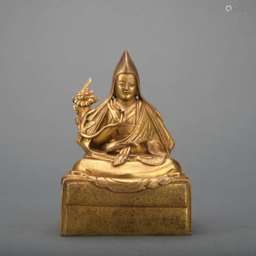 A gilt-bronze statue of tsongkhapa