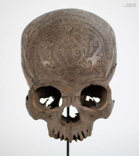 Human skull Borneo Dayak presumably 19thC