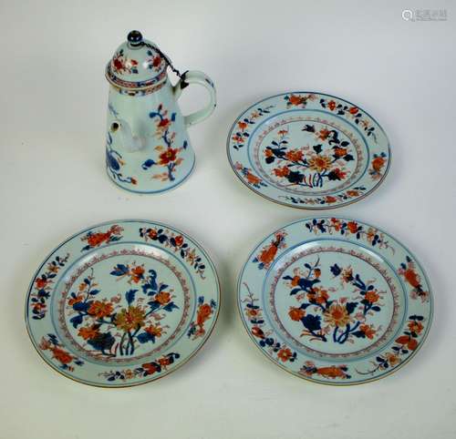 Chinese Imari pot and 3 plates