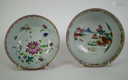 2 Famille rose Qianlong bowls