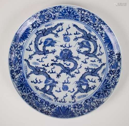 A Chinese blue/white plate Guangxu period