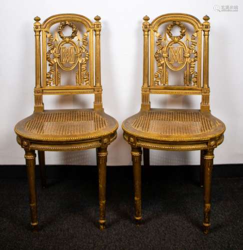 2 Gilt wooden chairs