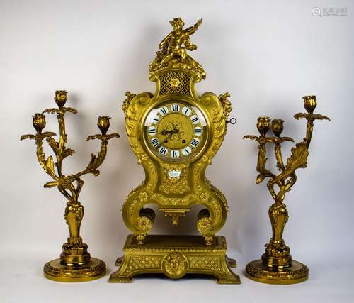 Large firegilt bronze clock Thuret Paris