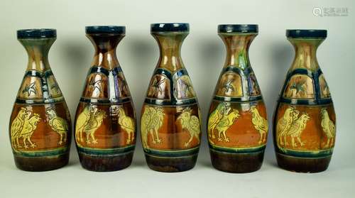 Lot Flemish earthenware 5 vases