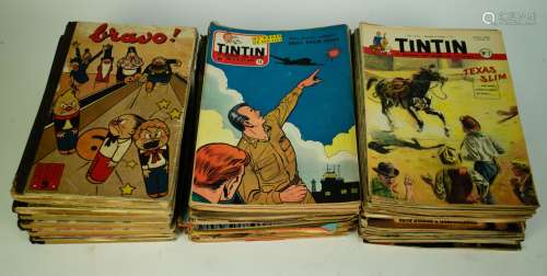 Lot with Tintin comic books + Bravo