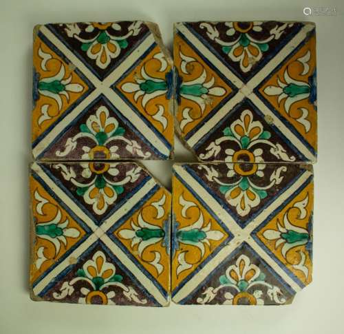 4 17th century Spanish tiles