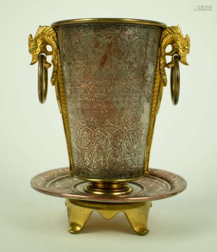 Silver-plated and gilt cup, French, in Persian style