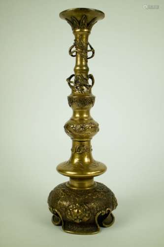 Bronze 19th century Japanese candlestick