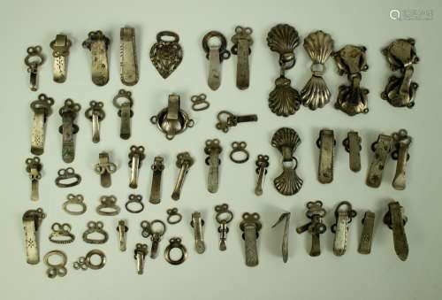 Lot of silver clothes hooks Belgium 1815-1820