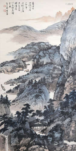 b.1941 周澄 萬仞芝山山水 紙本立軸