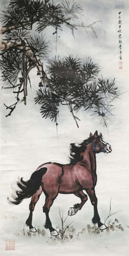 1911-2007 季康 駿馬 紙本立軸