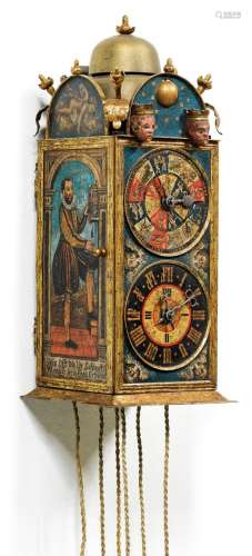 一件稀有的带盒式家钟，带MONDHASE和自动装置文艺复兴时期，德国南...