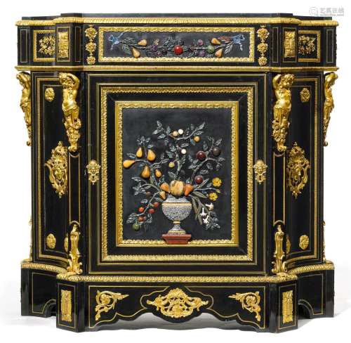 半箱与PIETRA DURA应用，法国路易十四风格的拿破仑三世，19世纪。，木...