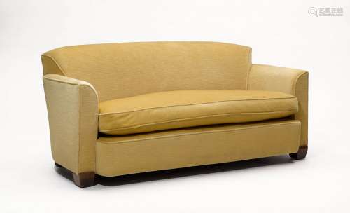 JULES LELEU，归属 （1883-1961）沙发，约1925年。米色天鹅绒软垫。170...