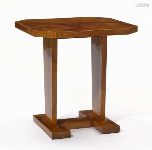 ANONYMOUS WORKSIDE TABLE, circa 1930.Cherry veneer with Eigh...