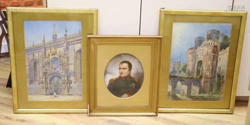 Harry Morgan, two watercolours, Castle Tower and Cathedral D...