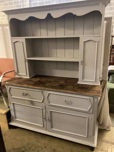 An early 20th century painted oak dresser, width 152cm depth...