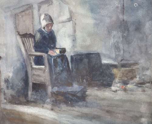 Manner of Josef Israels (Dutch 1824-1911), Interior scene wi...