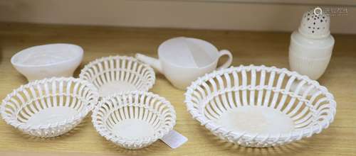 Victorian Wedgwood creamware: four baskets, a sugar sifter, ...