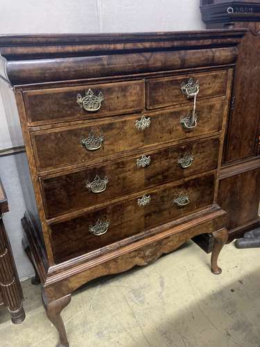 A mid 18th century walnut chest on stand, width 110cm depth ...