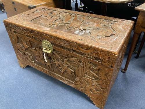 A Chinese camphorwood trunk, length 103cm, depth 51cm, heigh...