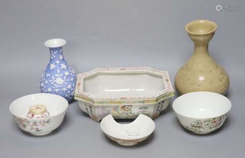 A group of Chinese ceramics, tallest 19cm