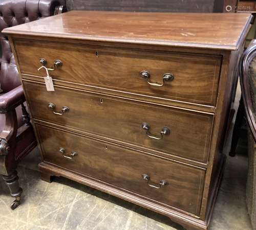 A George III mahogany three drawer chest, width 99cm, depth ...