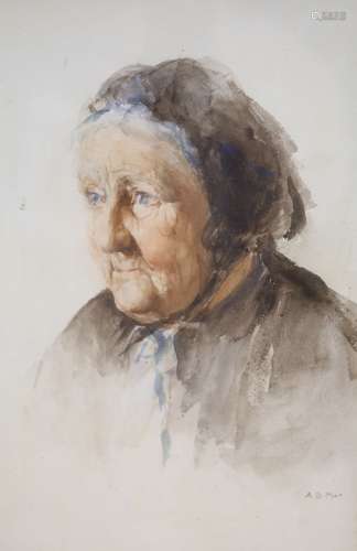 Anne Davidson Muir (1875-1951), watercolour, Portrait of an ...