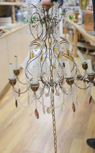 An eight branch glass drop chandelierCONDITION: Made from gi...