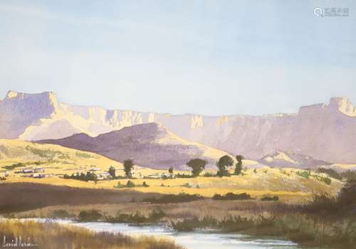 David Parkes, watercolour, 'Amphitheatre, Natal, Drakensberg...