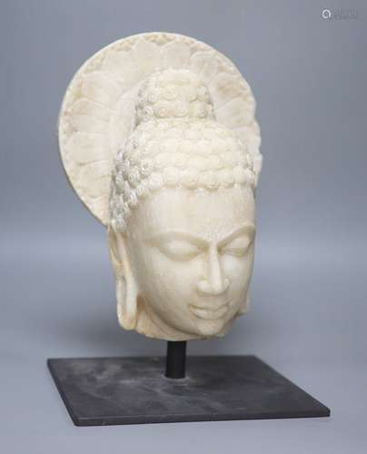 A Gandharan style alabaster head, height 37cm