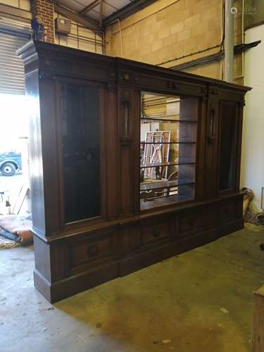 A large French 17th century style walnut bookcase / cabinet,...