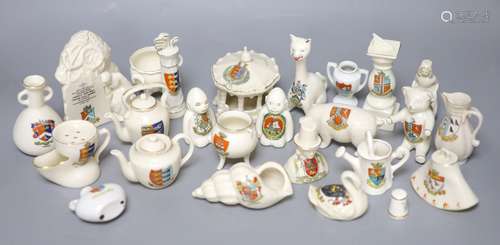 A small collection of crested china